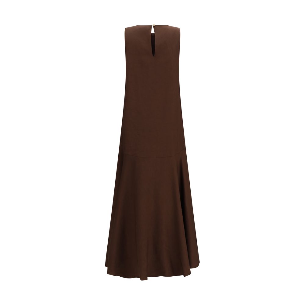Brown Linen Casual Dress