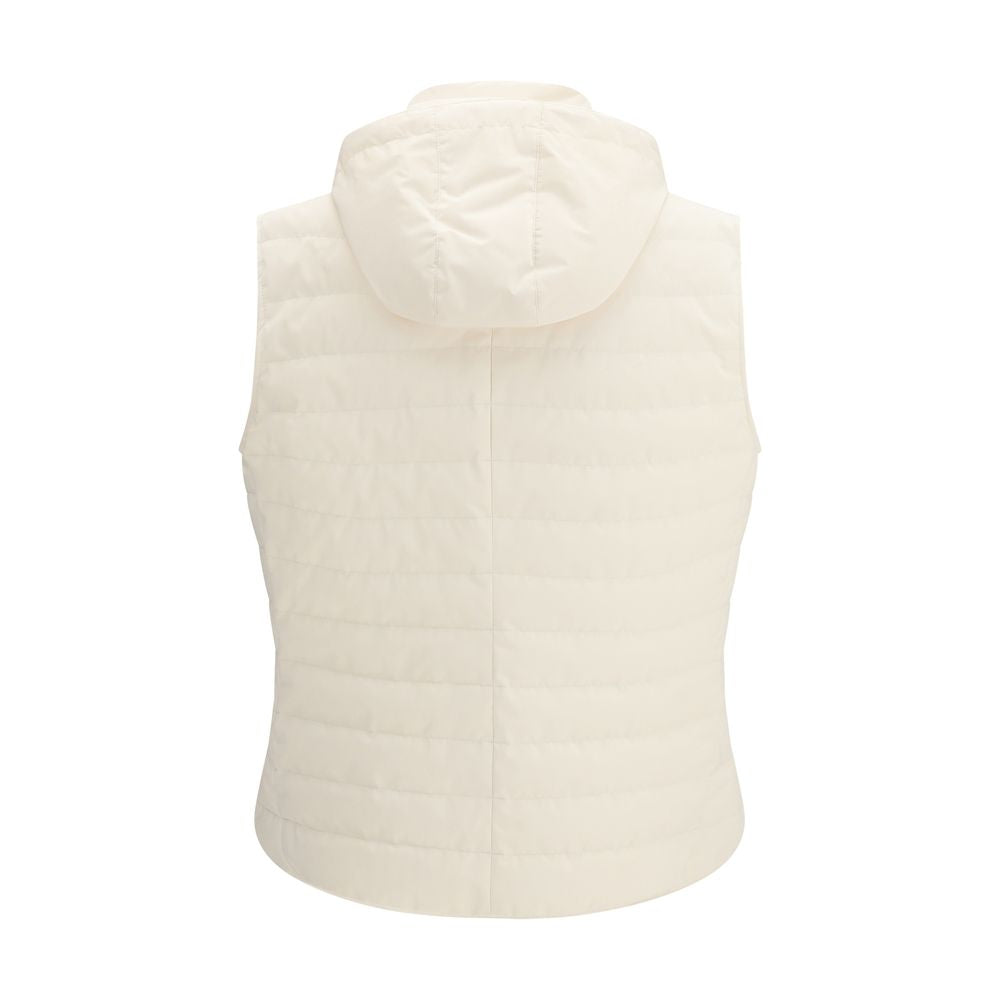 Beige Polyester Sleveless Jacket