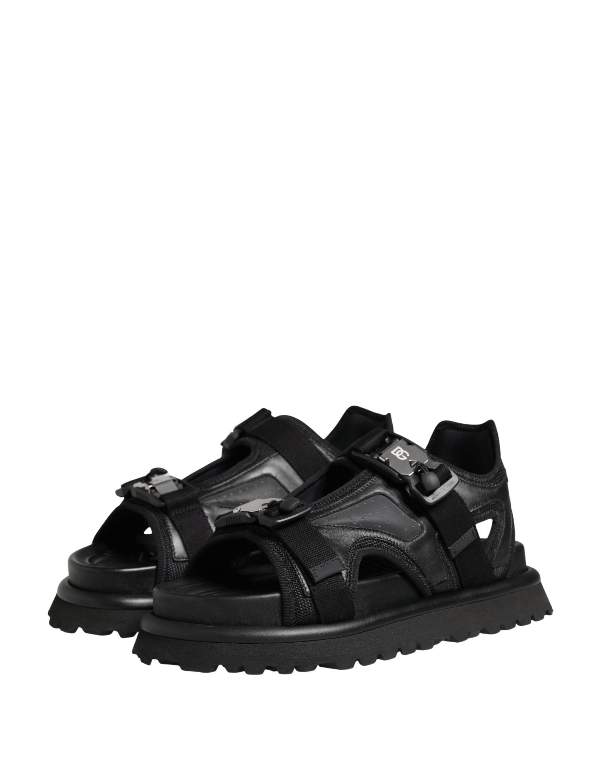 Black Logo Detailed Men Chunky Sandals Shoes