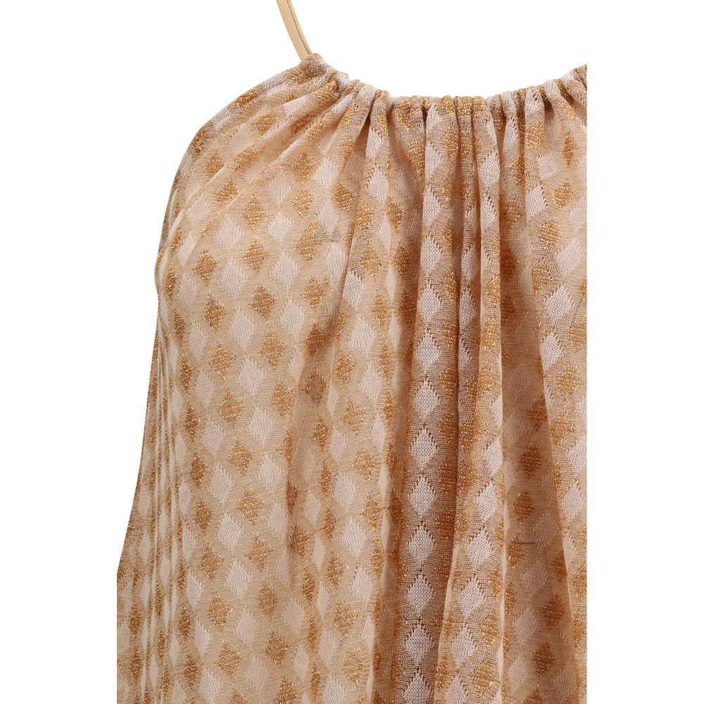 Multicolor Viscose Sleeveles T-Shirt