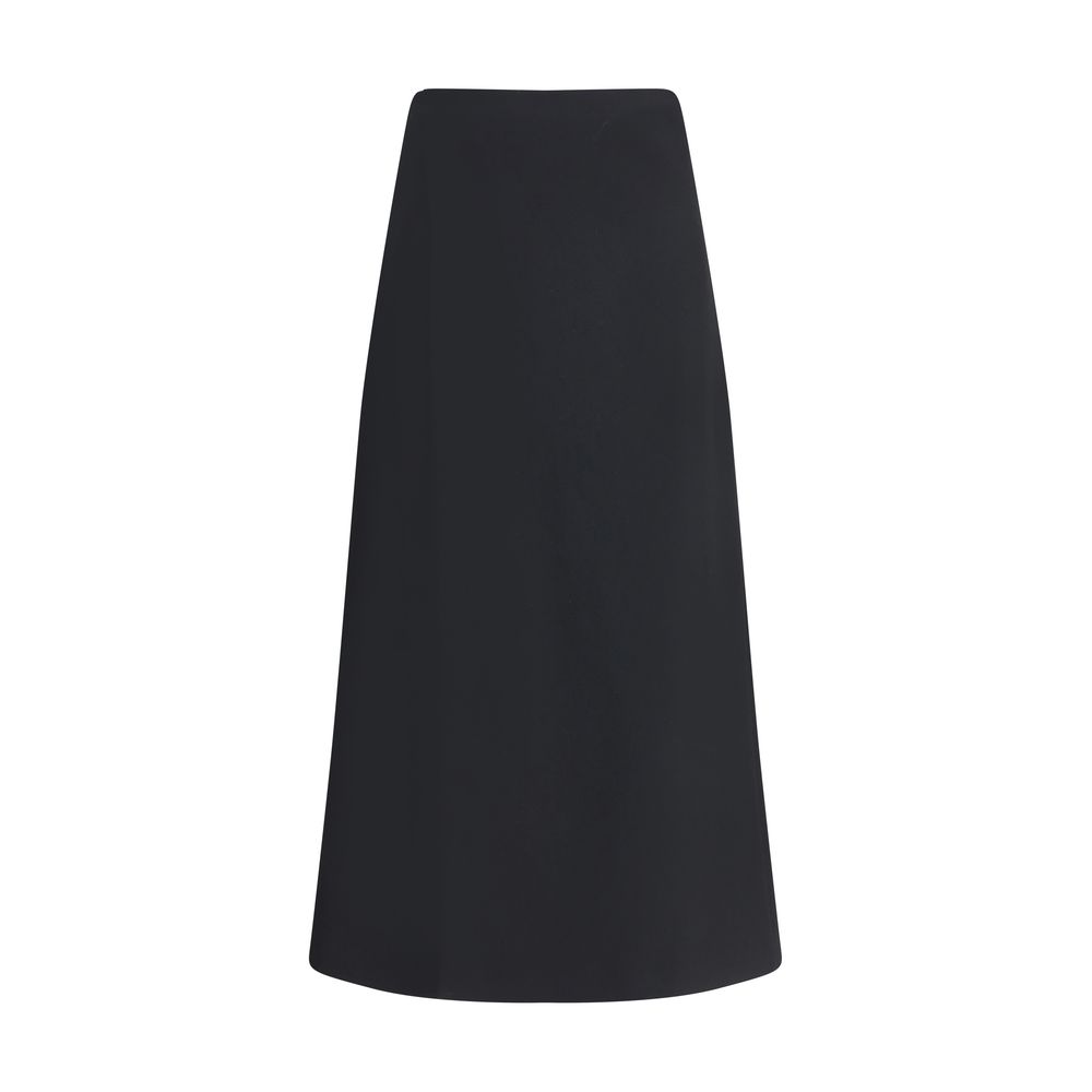 Black Wool Midi Skirt