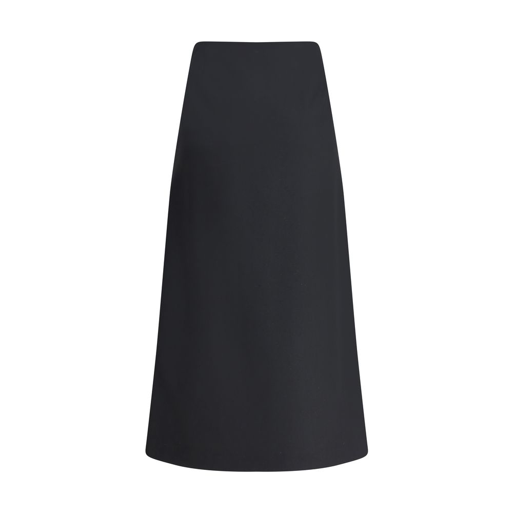 Black Wool Midi Skirt