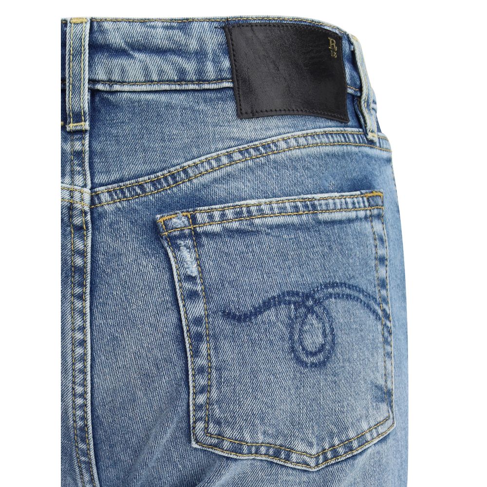 Blue Cotton Flared Jeans