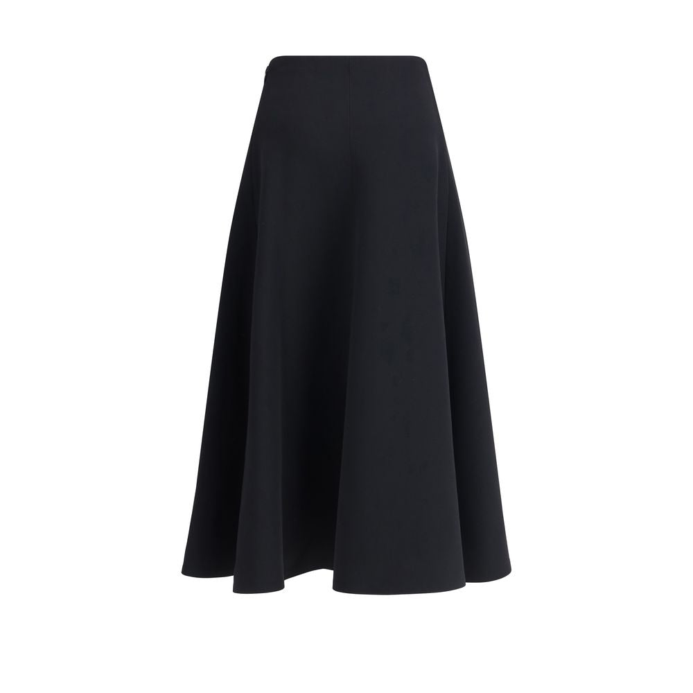 Black Cotton Midi Skirt