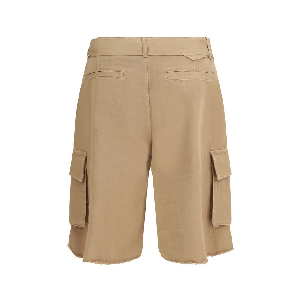 Beige Cotton Bermuda Shorts