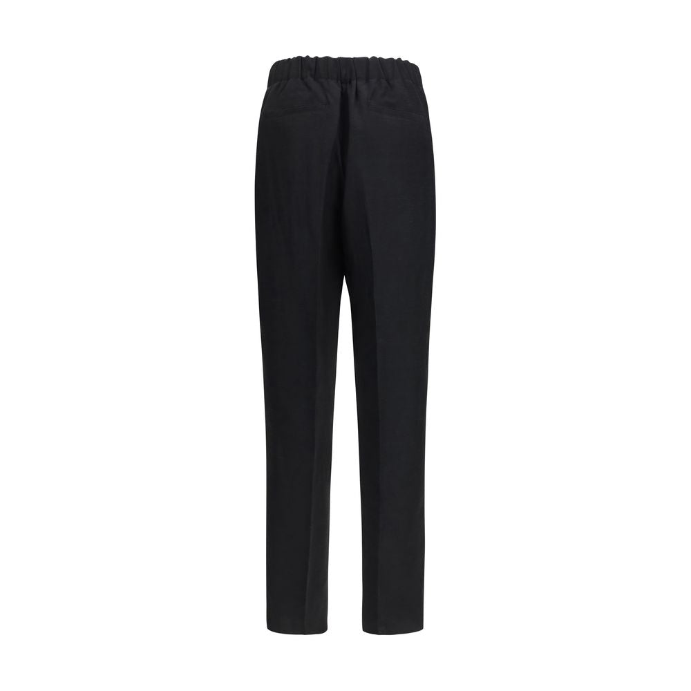 Black Viscose Casual Pants