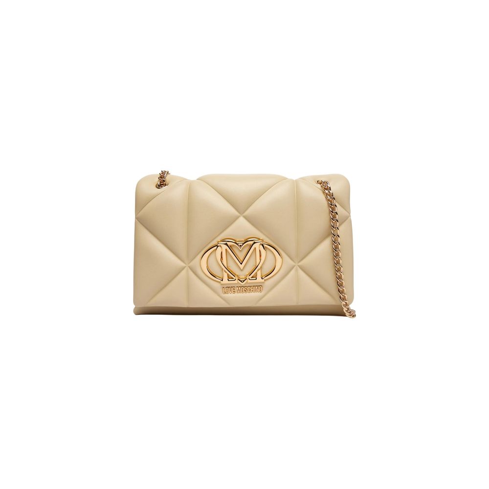 Beige Artificial Leather Handbag