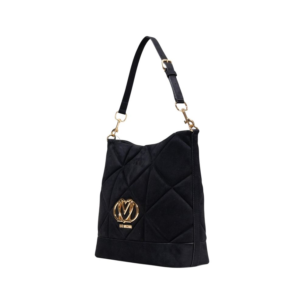 Black Suede Leather Handbag