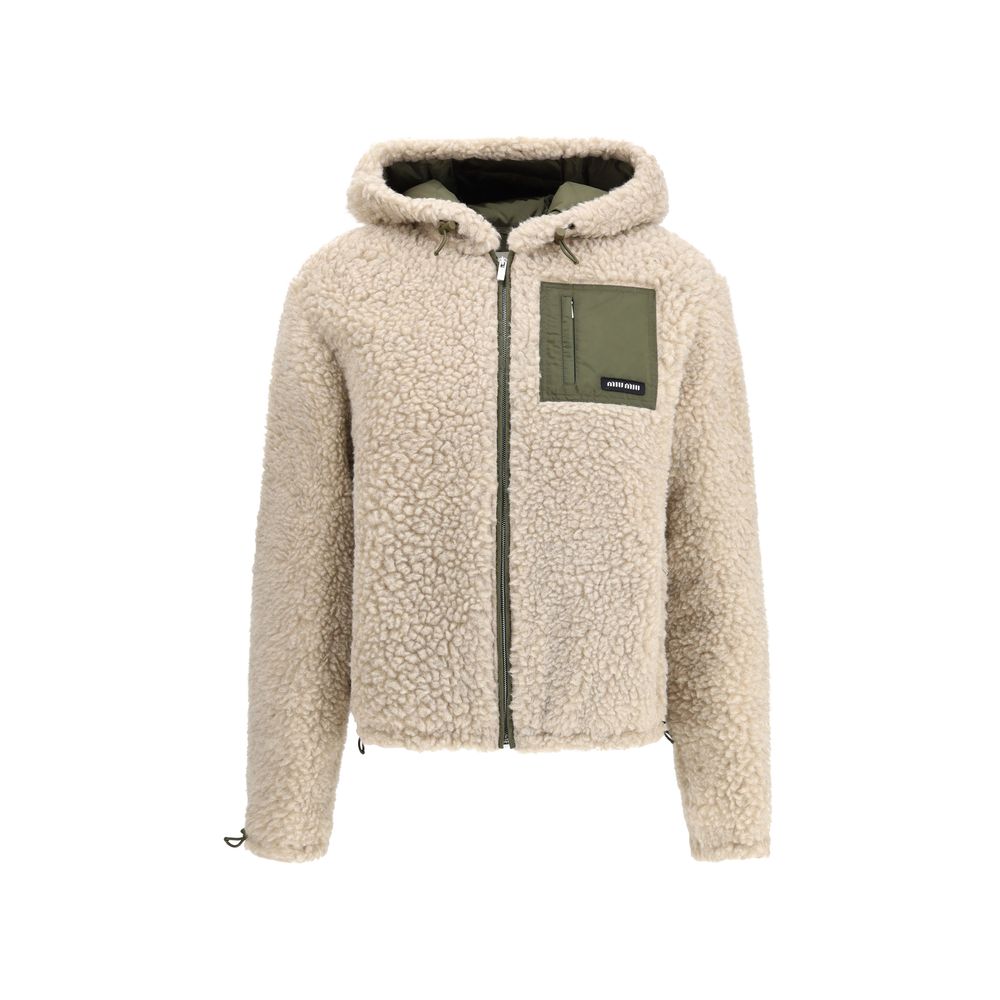 Beige Fleece Wool Full-Length Jacket