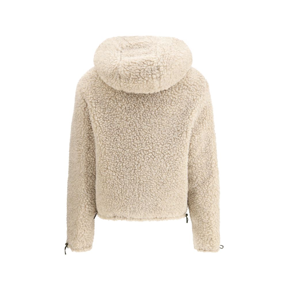 Beige Fleece Wool Full-Length Jacket