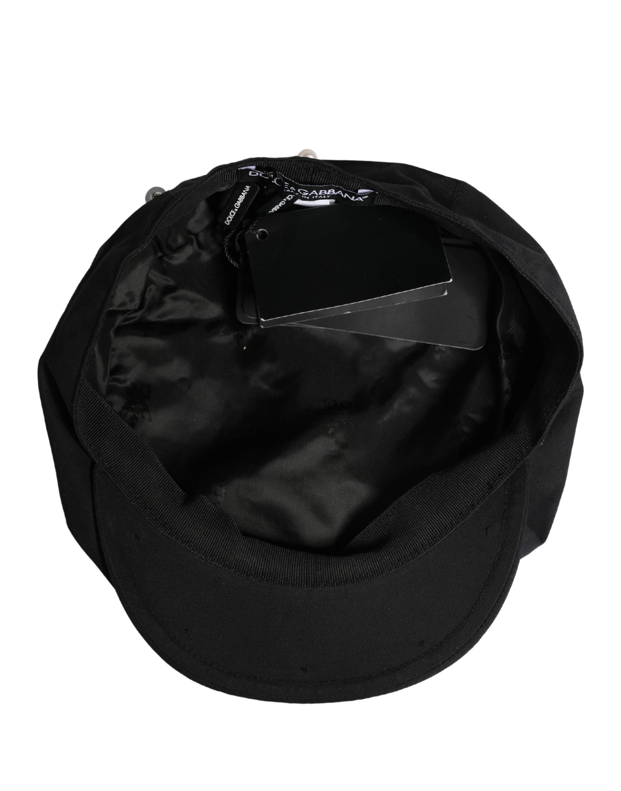 Men Black Cotton Embellished Newsboy Capello Hat