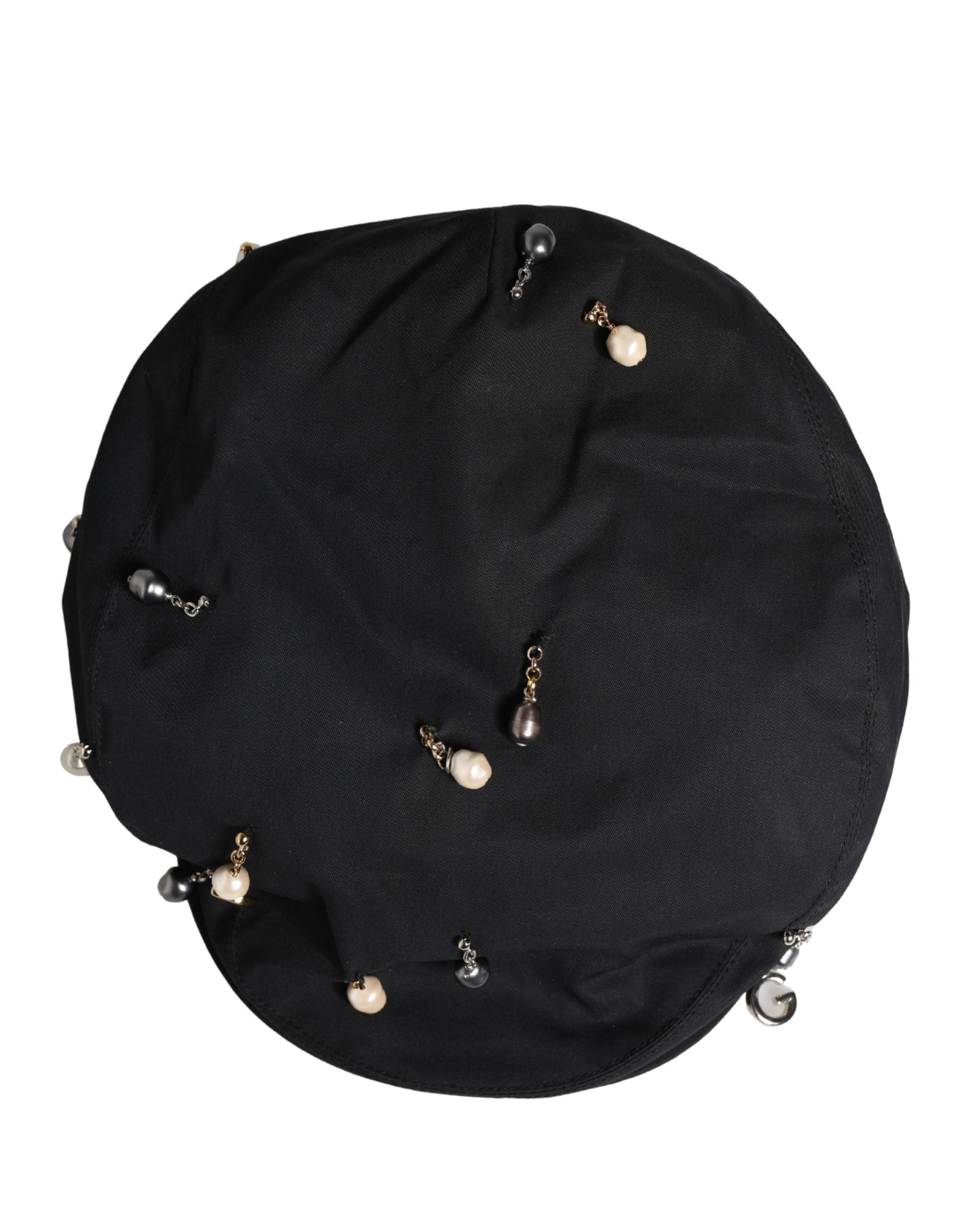 Men Black Cotton Embellished Newsboy Capello Hat