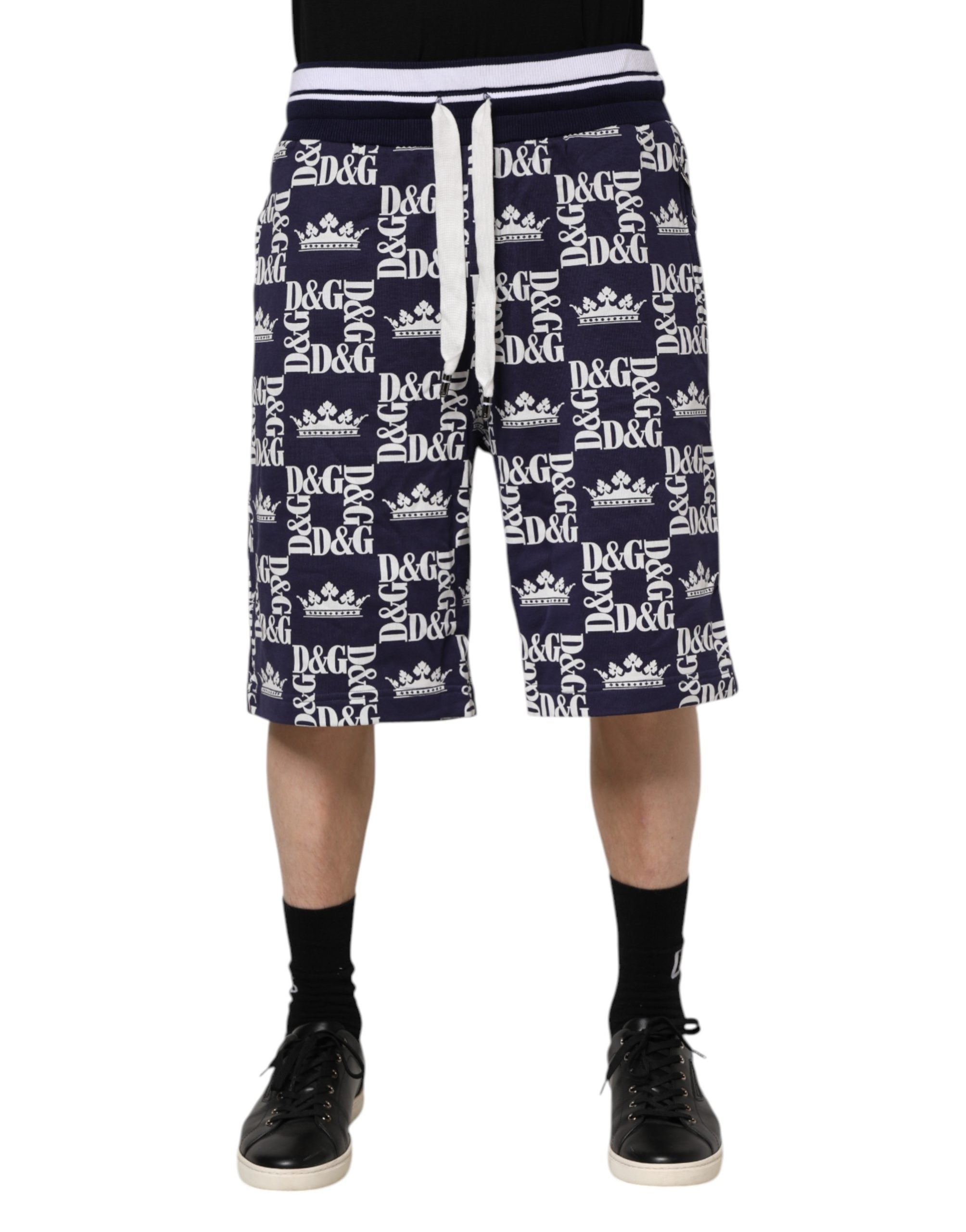 Blue DG Logo Print Chino Men Bermuda Shorts