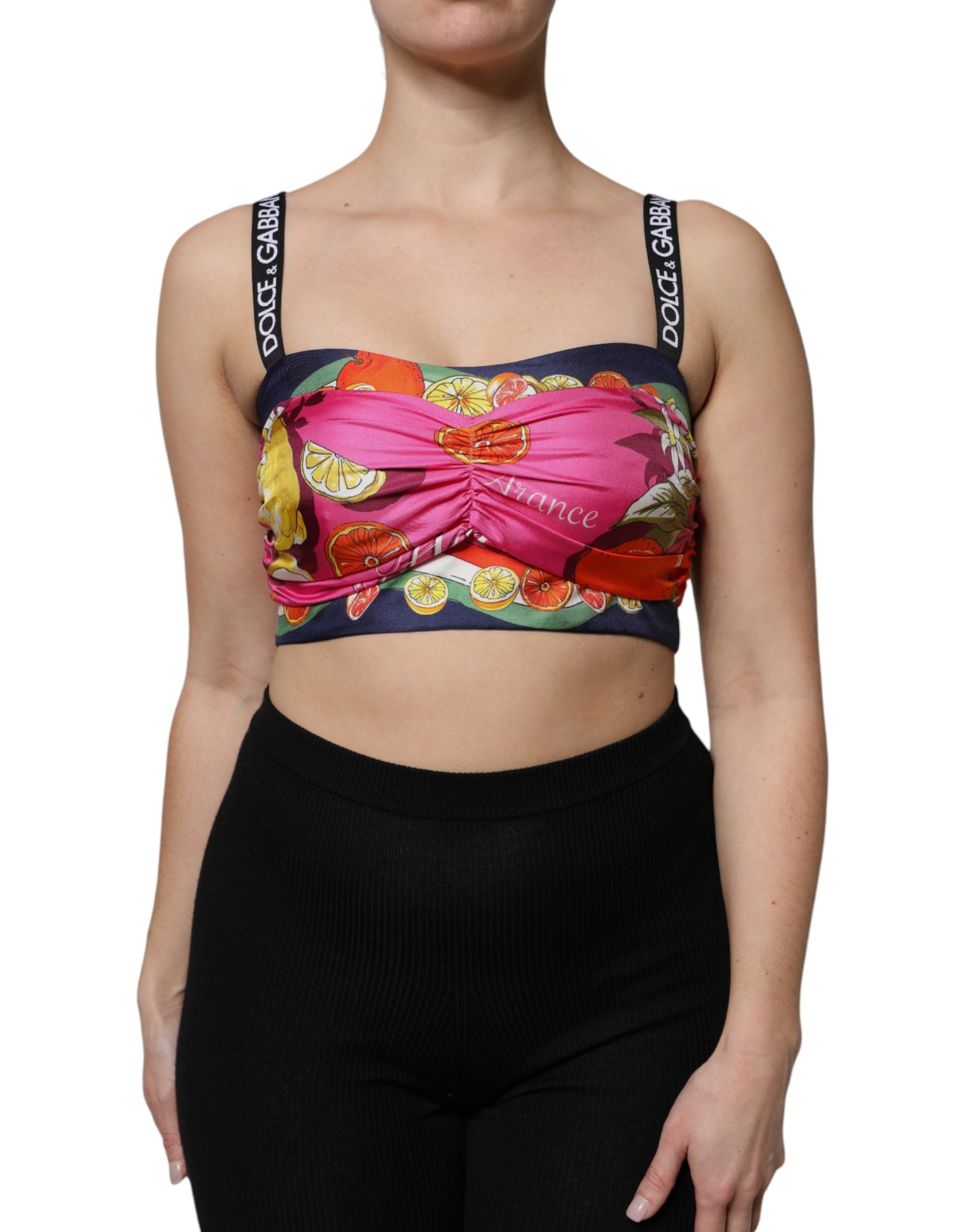 Multicolor Silk Cropped Bustier Corset Top