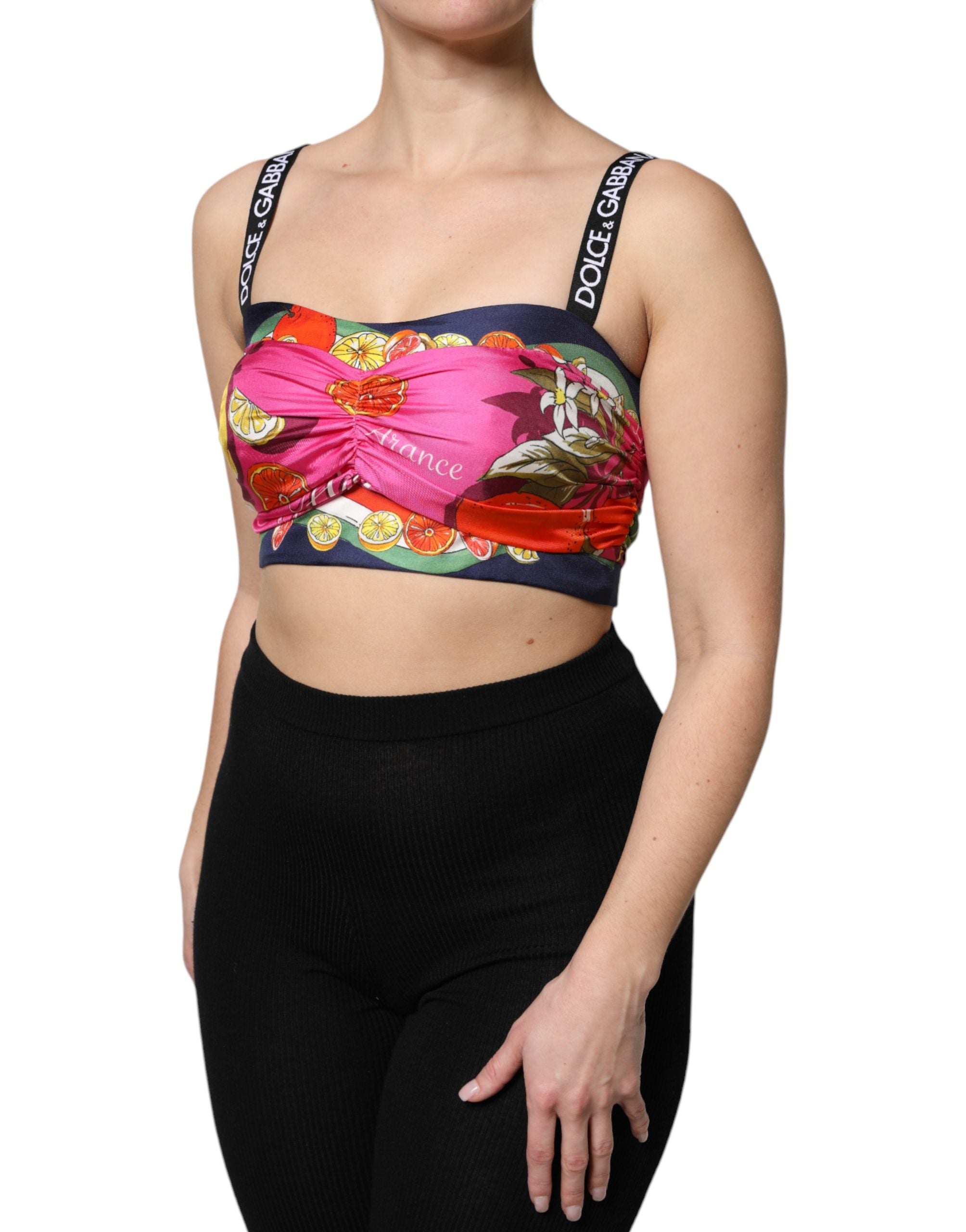 Multicolor Silk Cropped Bustier Corset Top