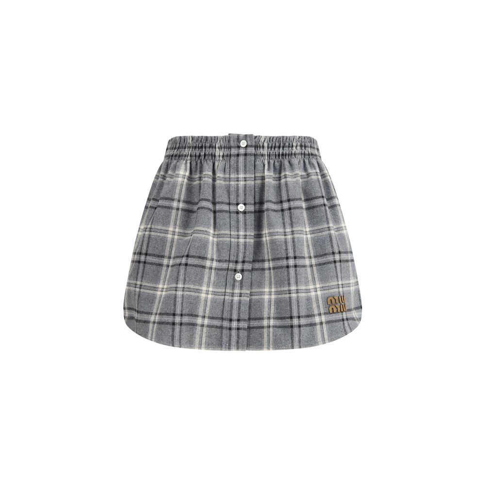 Gray Cotton Mini Skirt
