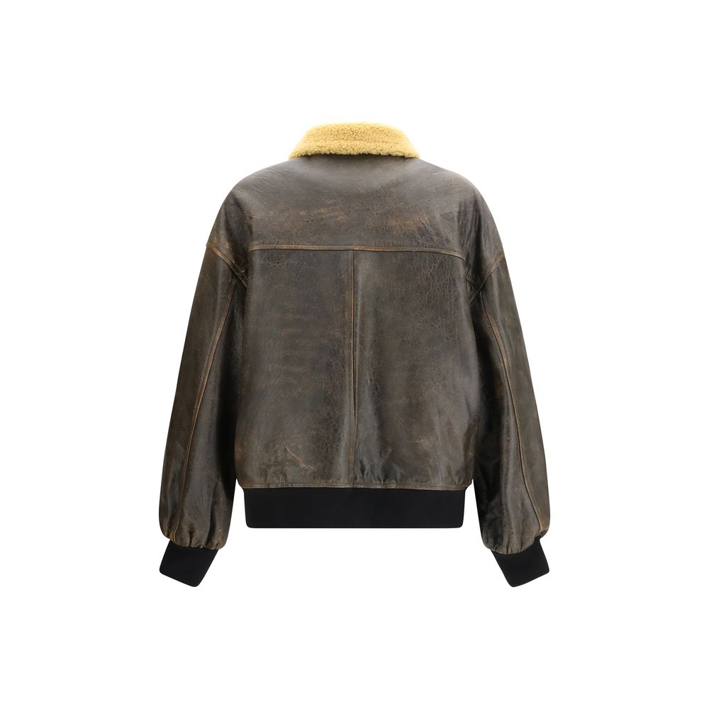 Brown Lamb Ovis Aries Aries Biker Jacket
