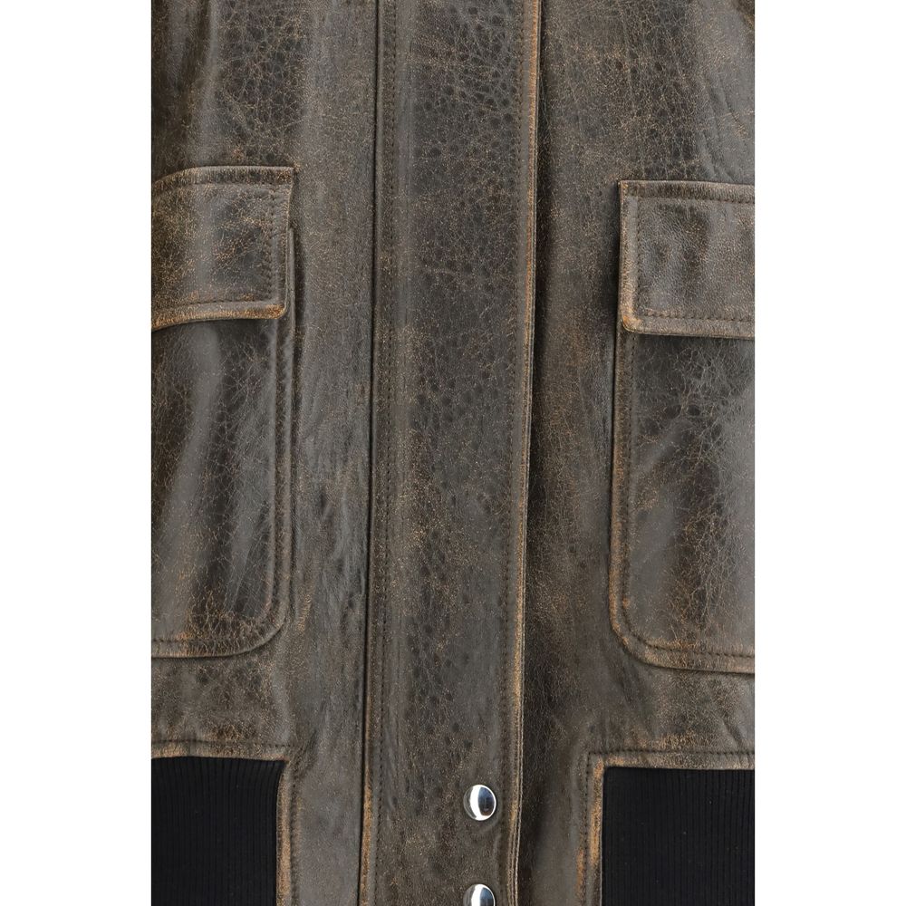 Brown Lamb Ovis Aries Aries Biker Jacket