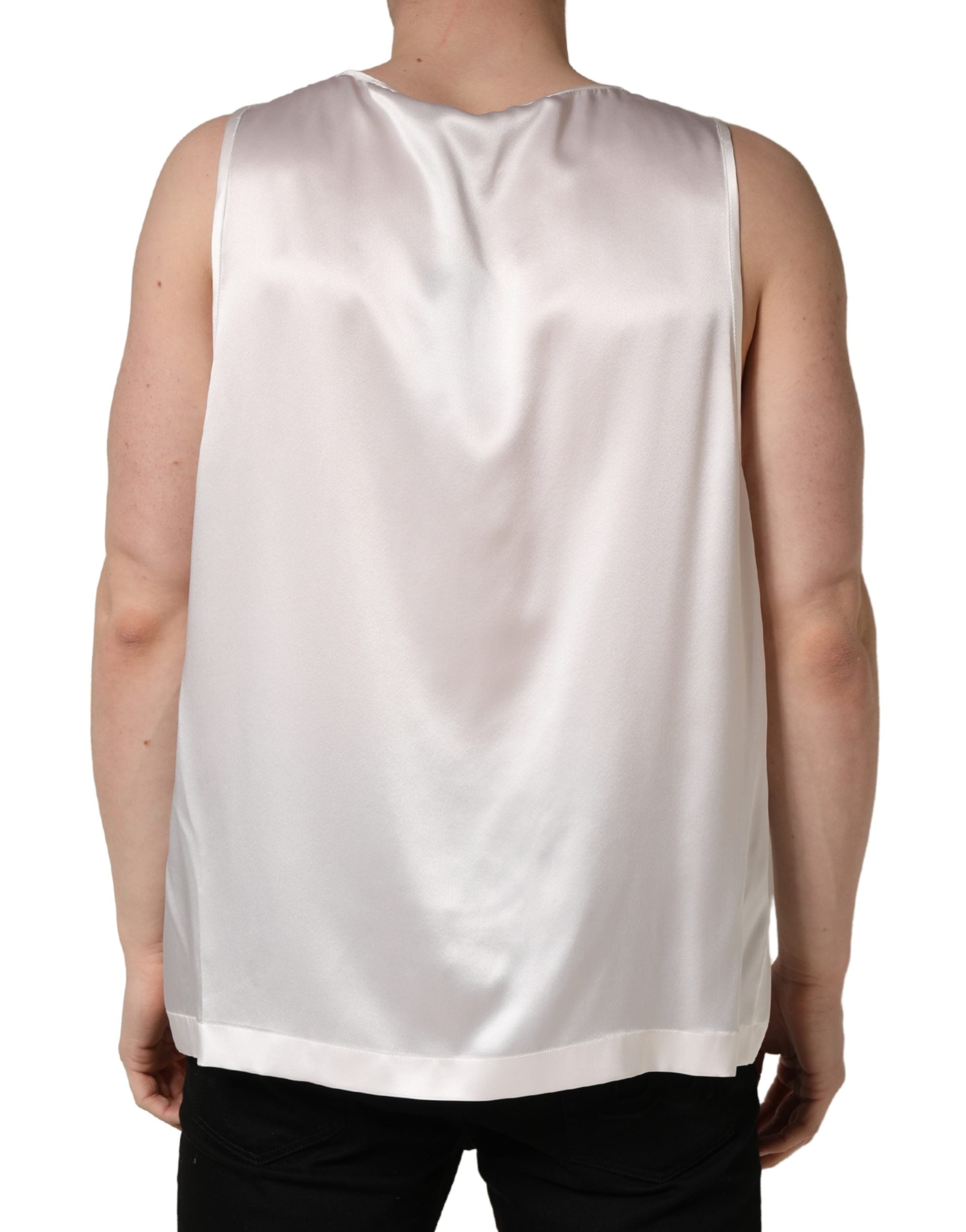 White Satin Polyester SleevelessTank T-shirt