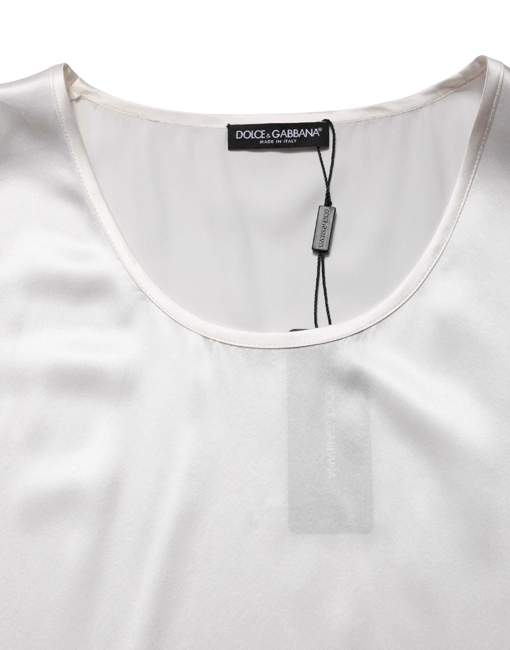 White Satin Polyester SleevelessTank T-shirt