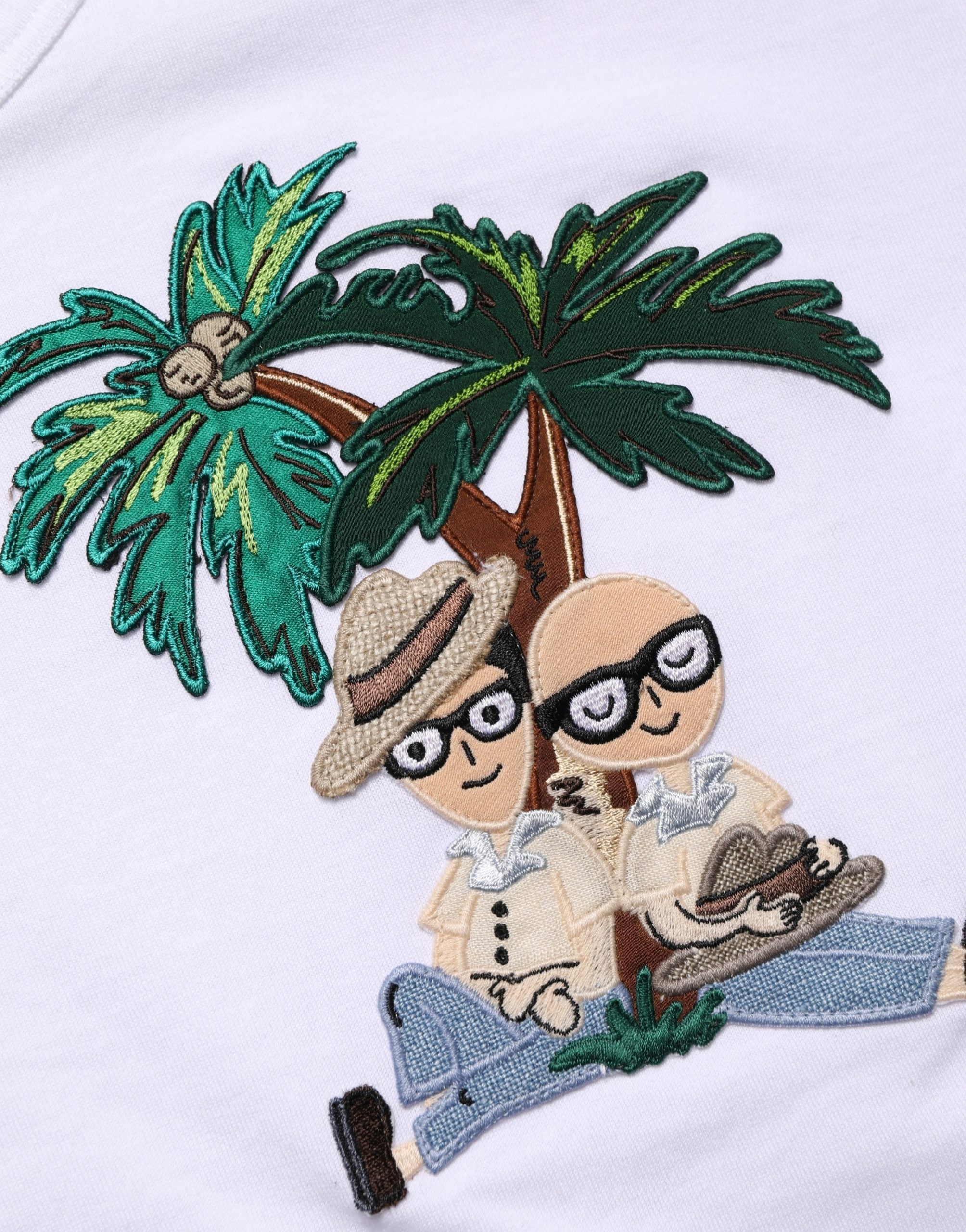 White Palm Embroidered Men Crew Neck T-shirt