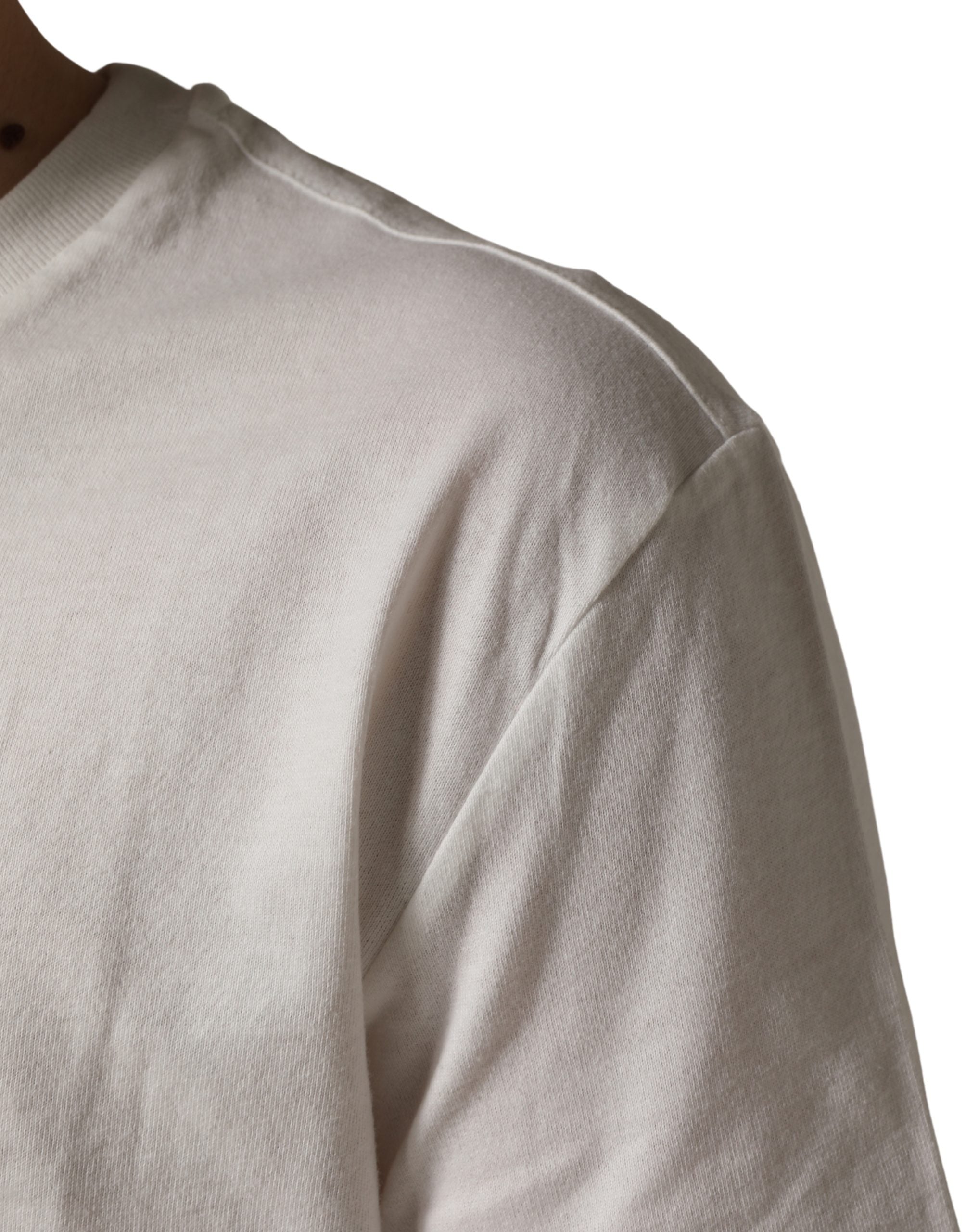 White Logo Patch Cotton Men Crew Neck T-shirt