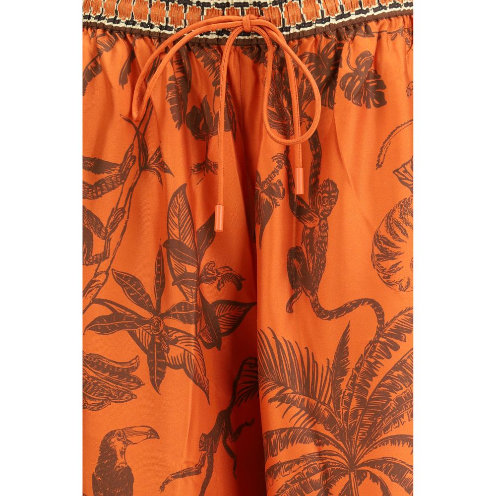 Orange Silk Casual Pants