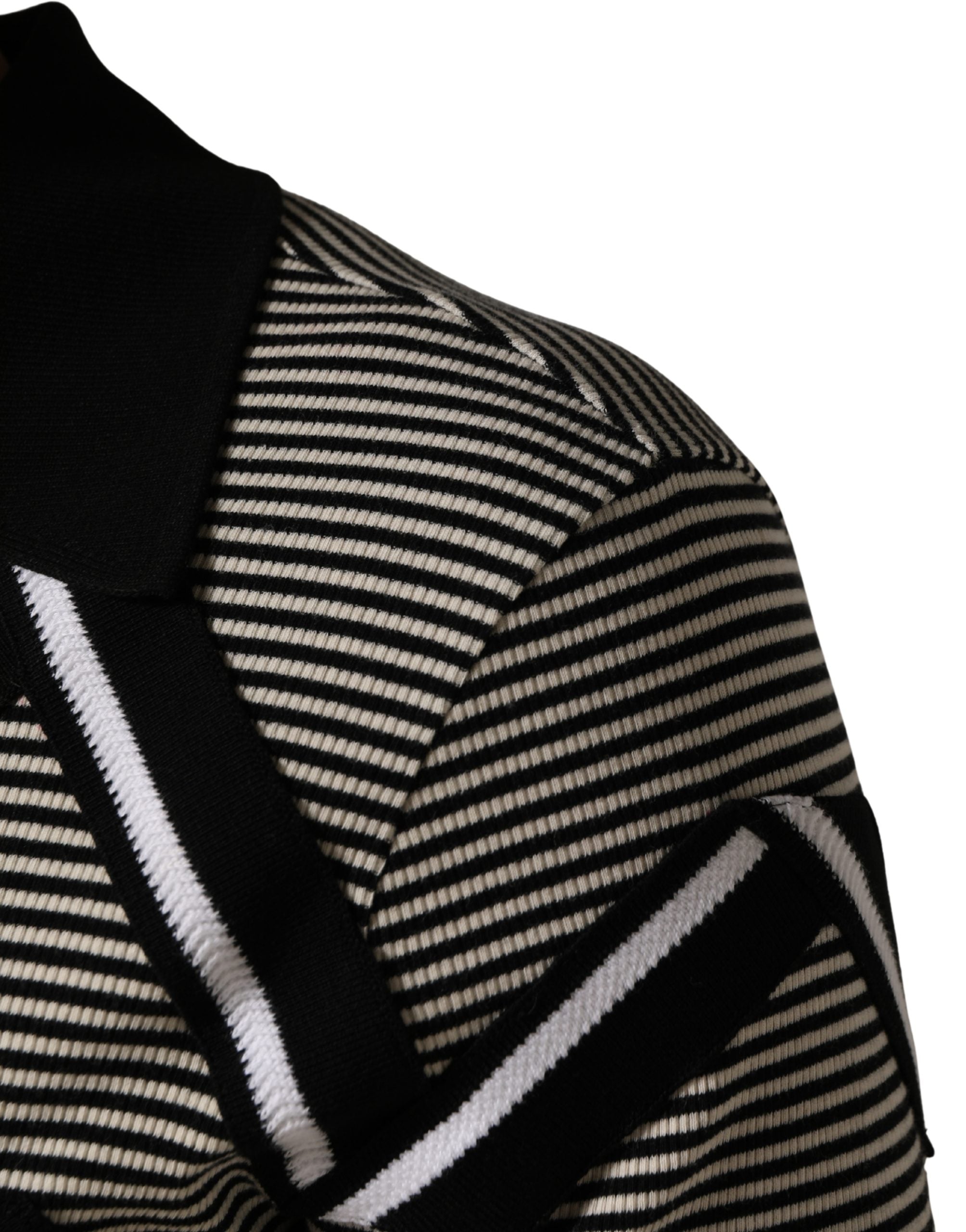 Black White Zigzag Pattern Cotton Men Polo T-shirt