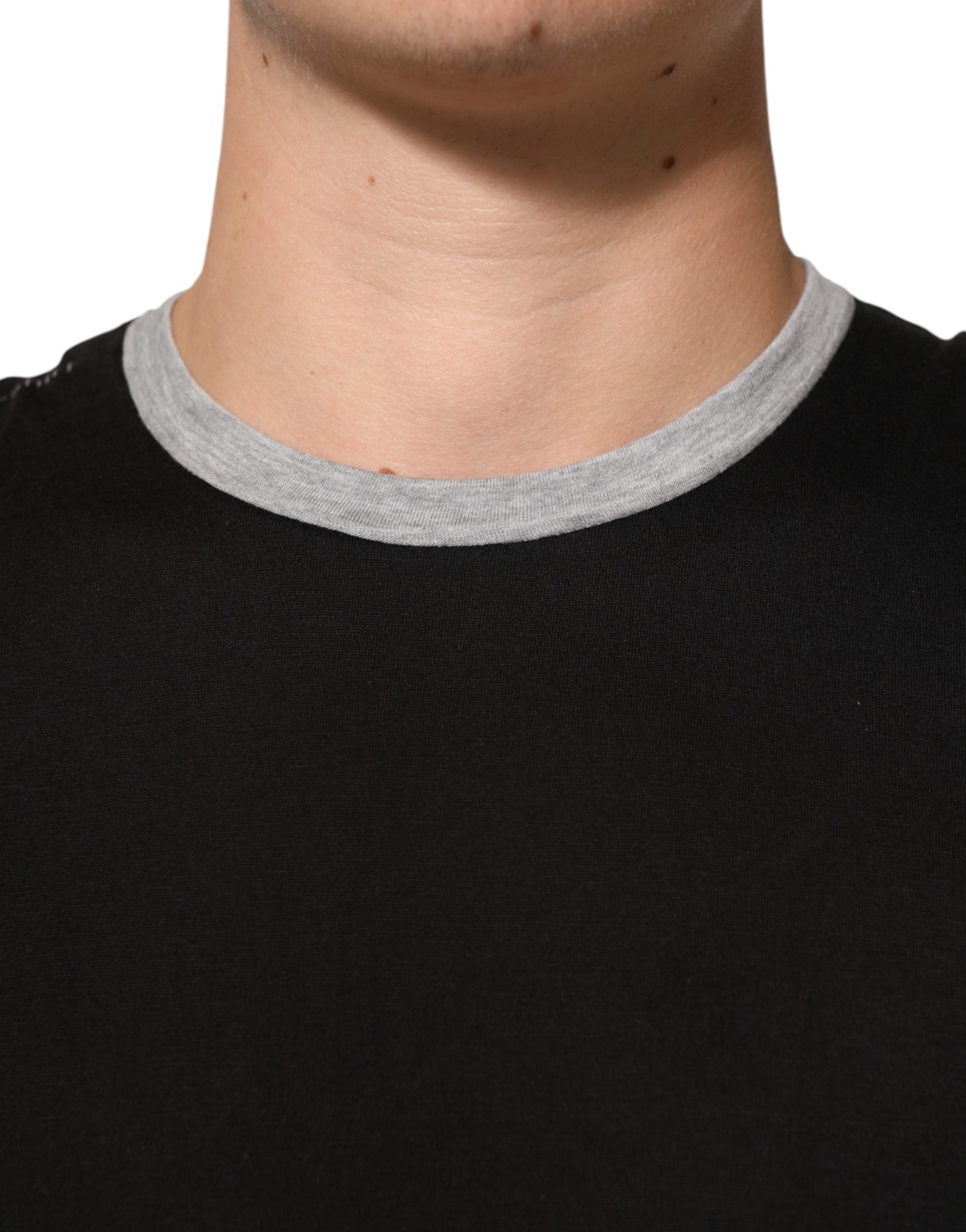 Black Two Tone DG Logo Print Cotton T-shirt