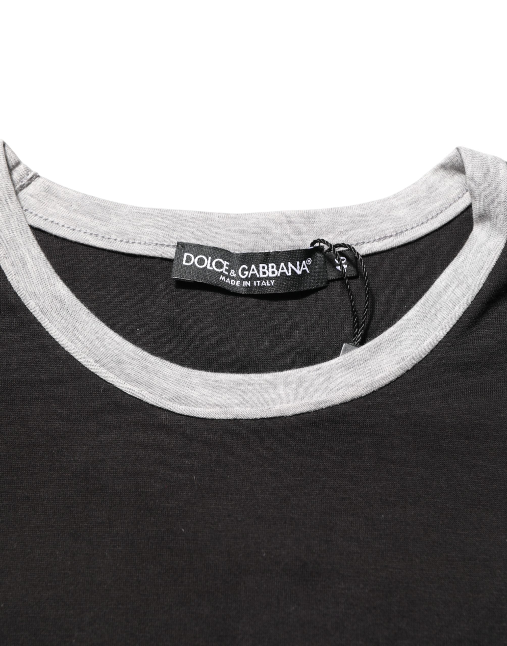 Black Two Tone DG Logo Print Cotton T-shirt