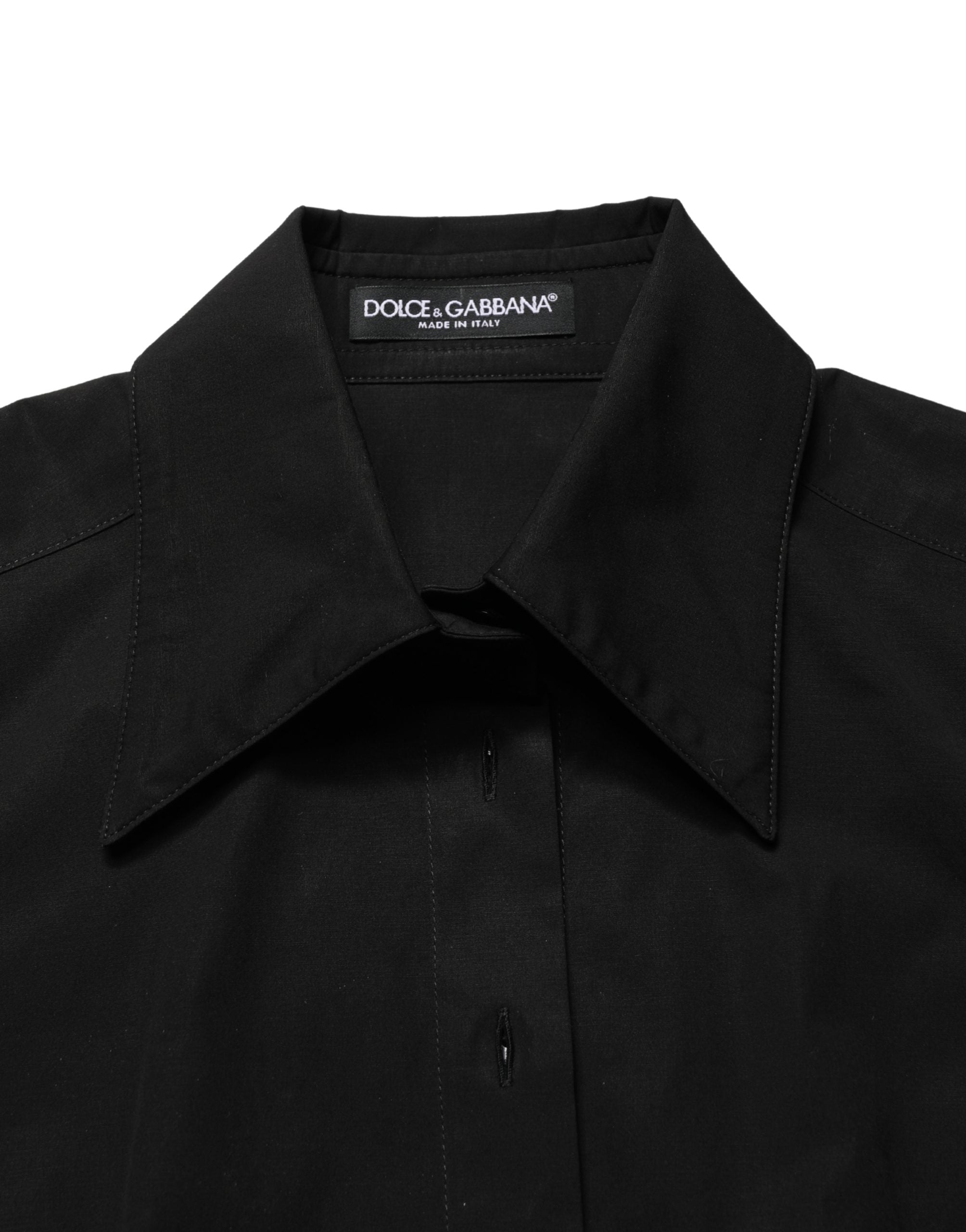 Black Cotton Sleeveless Collared Blouse Top