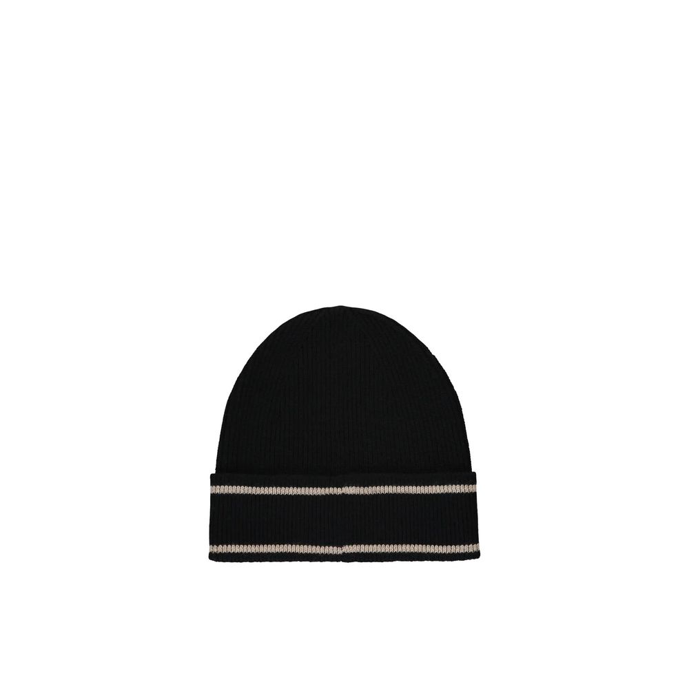 Black Merino Wool Beanie