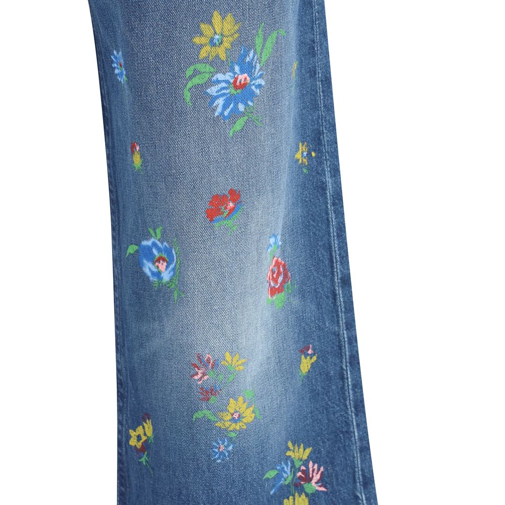 Blue Cotton High-Waisted Jean