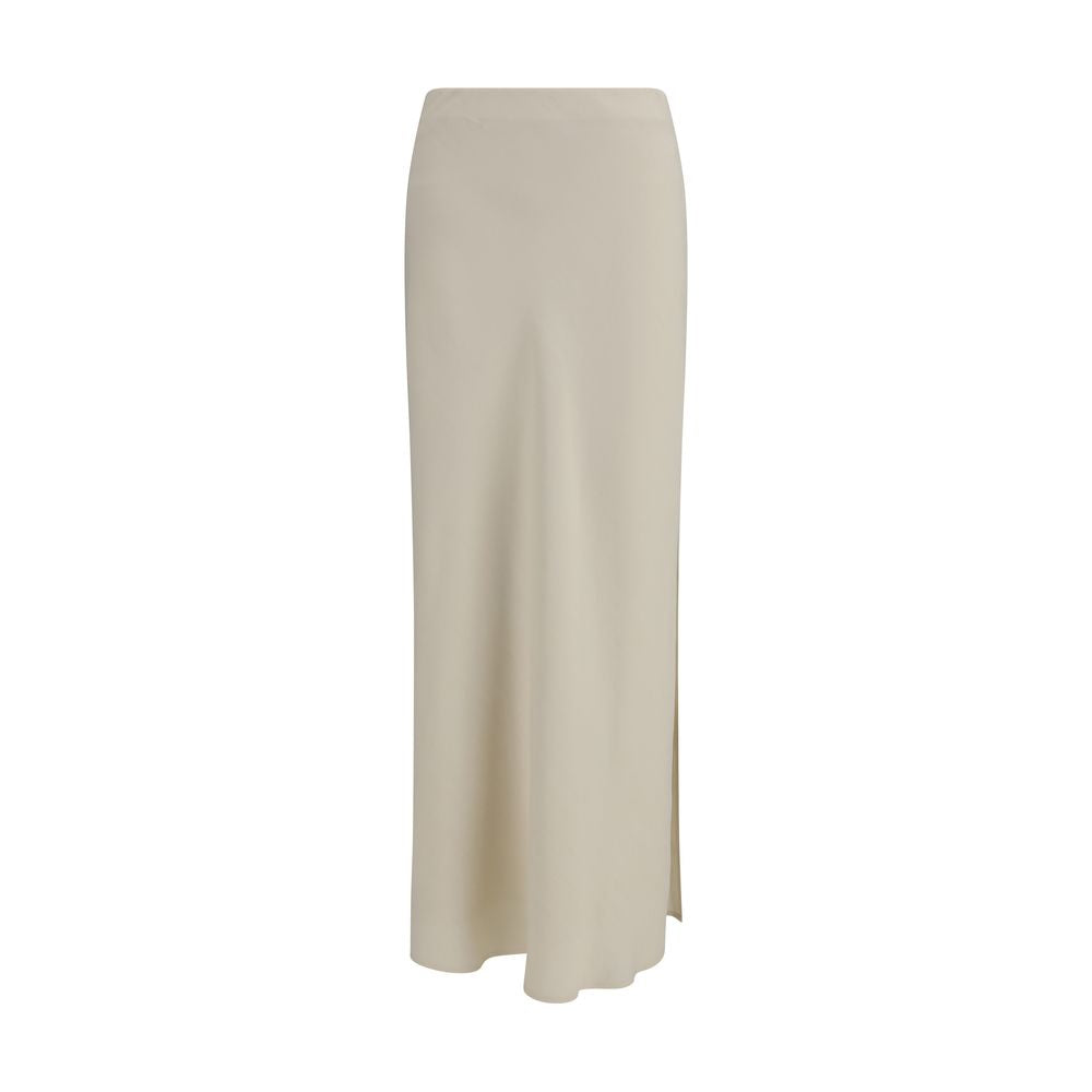 Beige Viscose Long Skirt