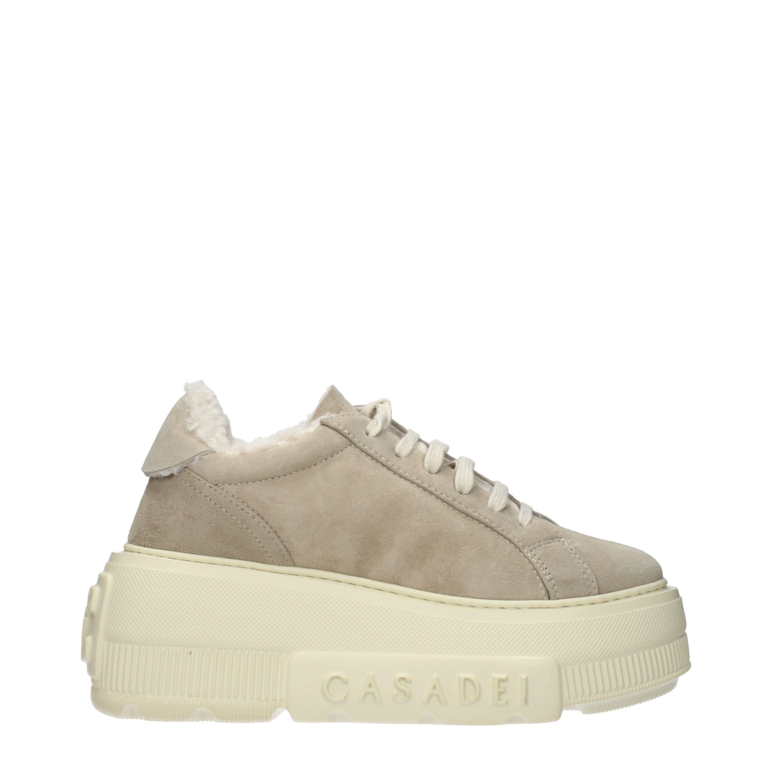Beige Leather Chunky Sneakers