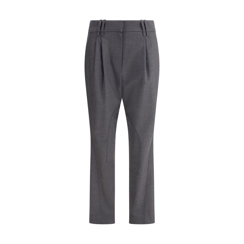 Bicolor Fleece Wool Casual Pants