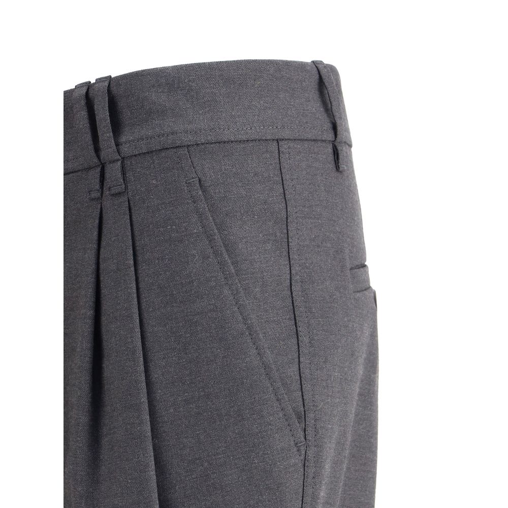 Bicolor Fleece Wool Casual Pants