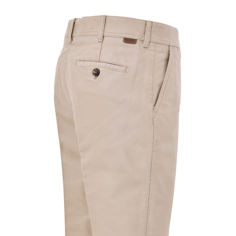 Beige Cotton Chino Pants
