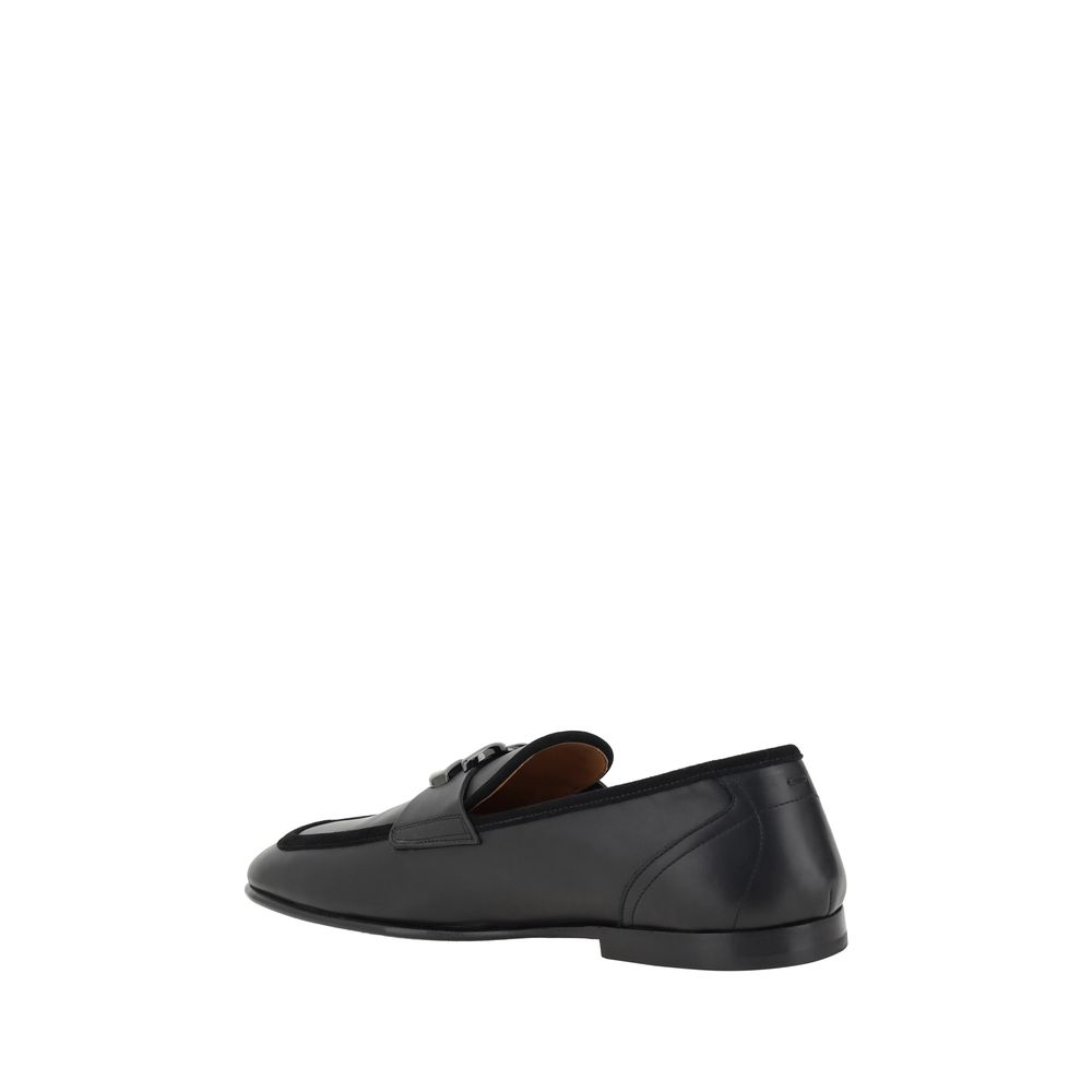 Black Calf Leather Bos Taurus Slip-On Loafers