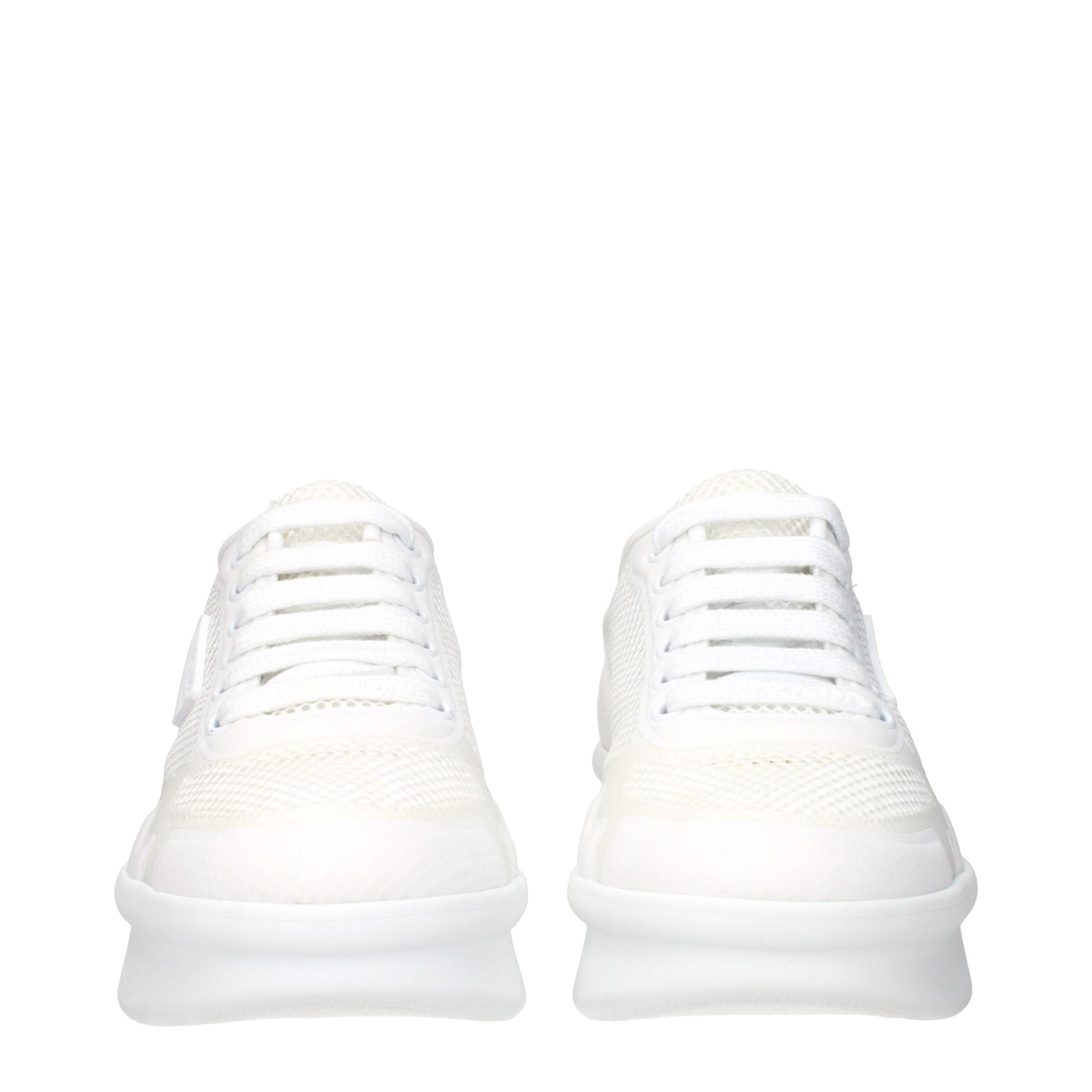 White Fabric Athletic Sneakers