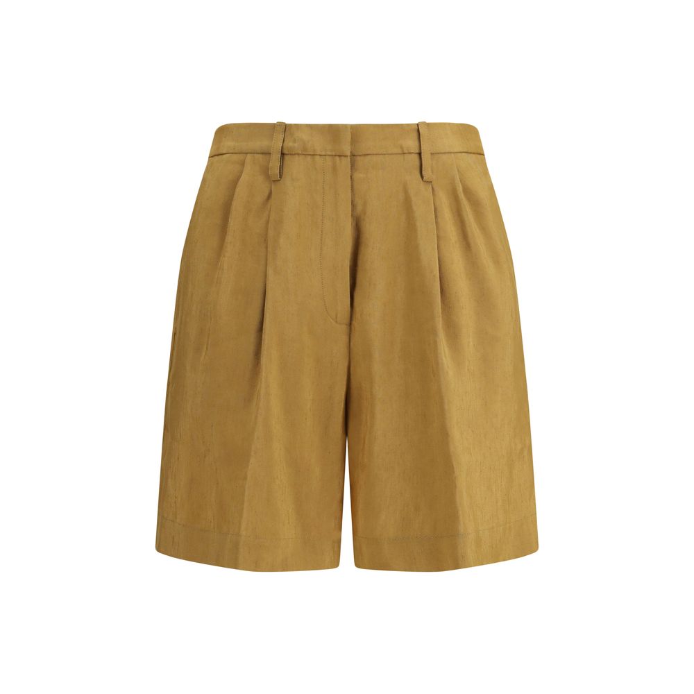 Beige Linen Bermuda Shorts