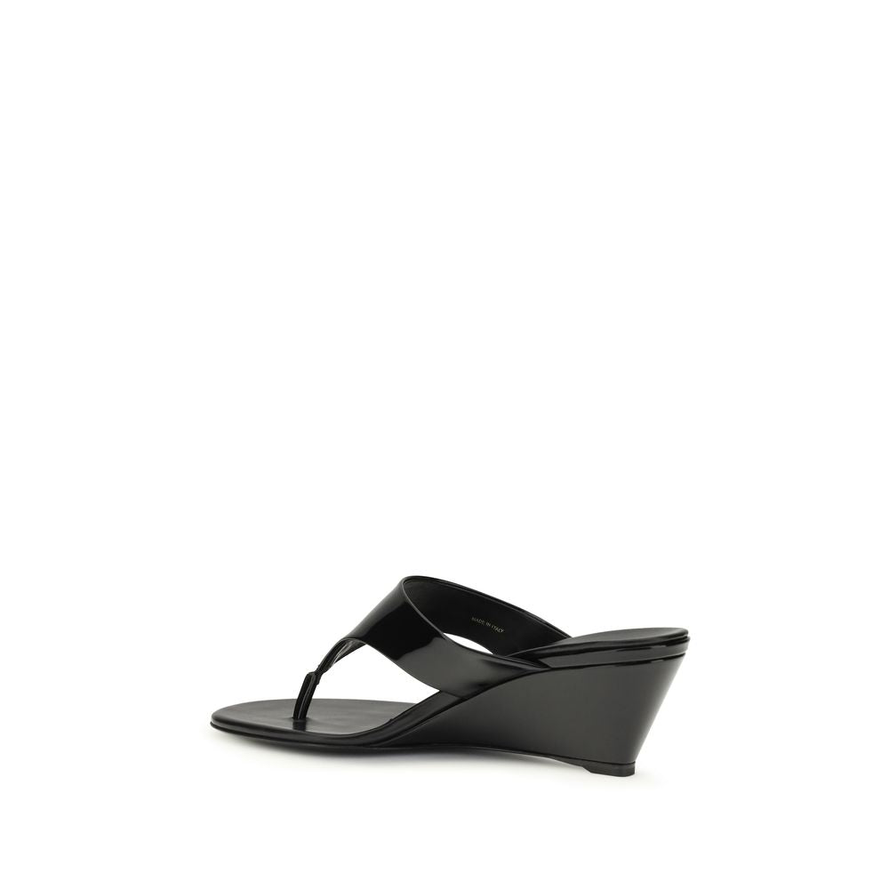 Black Calf Leather Bos Taurus Wedge Sandals