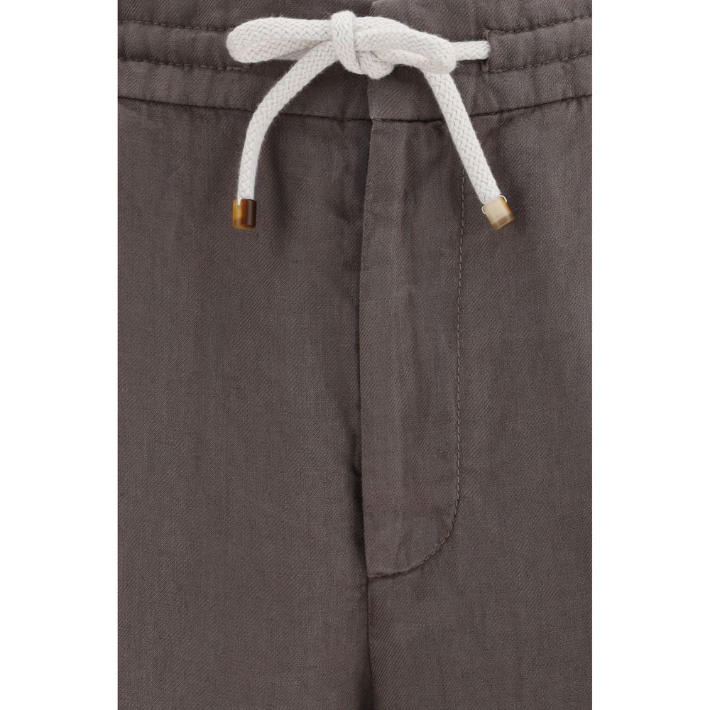 Gray Linen Casual Pants