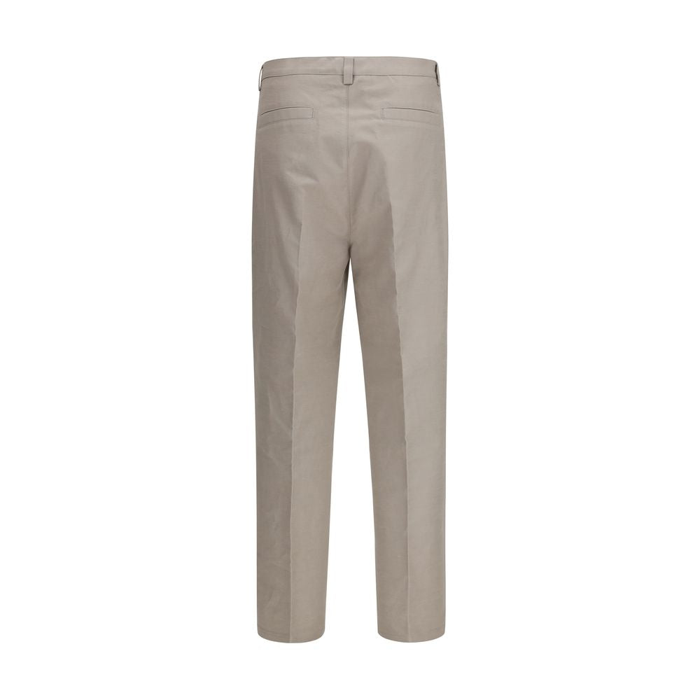 Beige Cotton Casual Pants