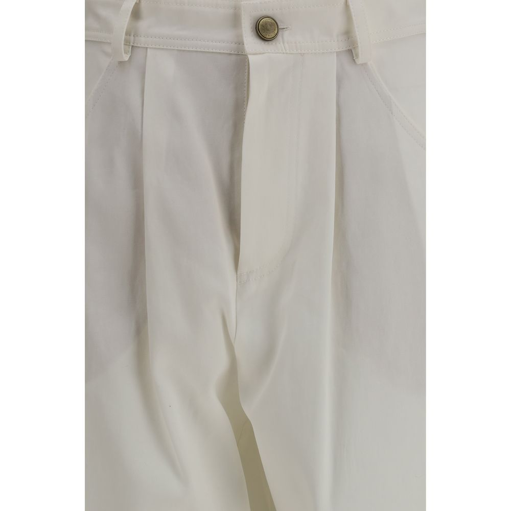 Beige Silk Casual Pants