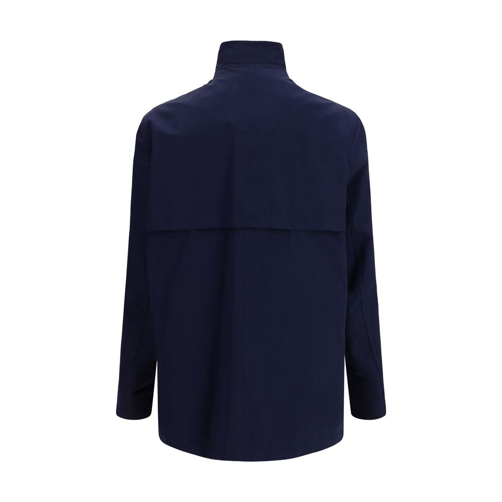 Blue Cotton Full-Length Jacket