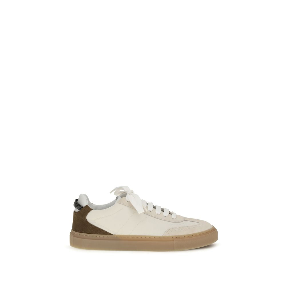 Beige Calf Leather Bos Taurus Low Top Sneakers