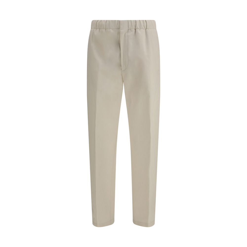 Beige Cotton Casual Pants
