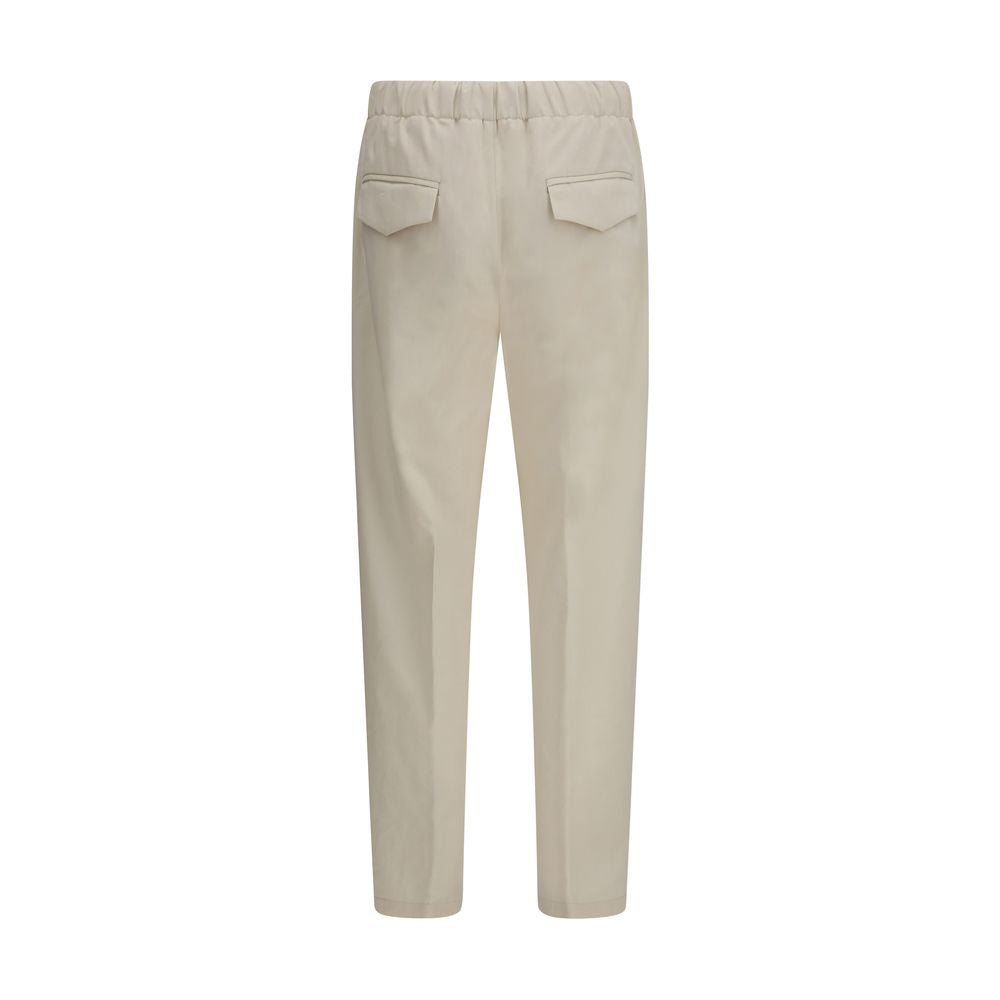 Beige Cotton Casual Pants