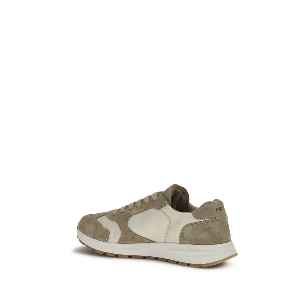 Beige Calf Leather Bos Taurus Athletic Sneakers